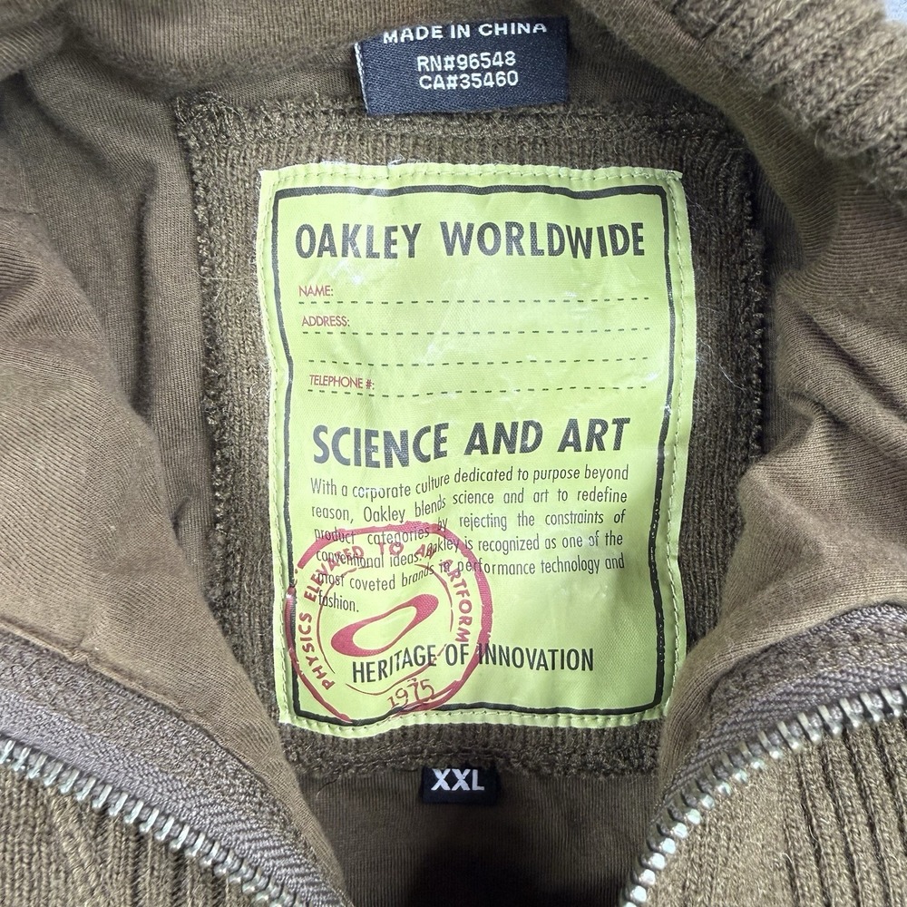 Vintage Oakley Sweater Mens 2XL Green Lambswool Science And Art Military 1/4 Zip - Picture 13 of 16
